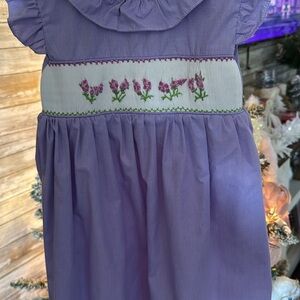 Purple Floral Embroidered Kids Dress